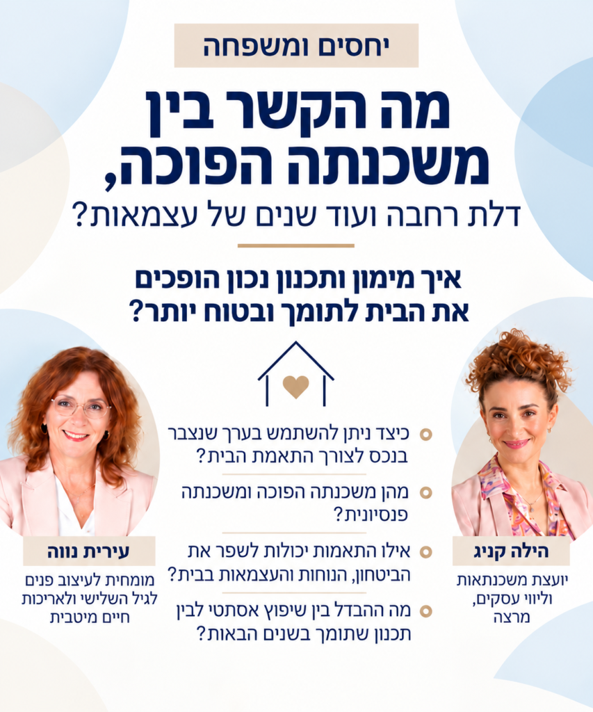 הרצאה: מה הקשר בין משכנתא הפוכה, דלת רחבה ועוד שנים של עצמאות - הילה קניג ועירית נווה